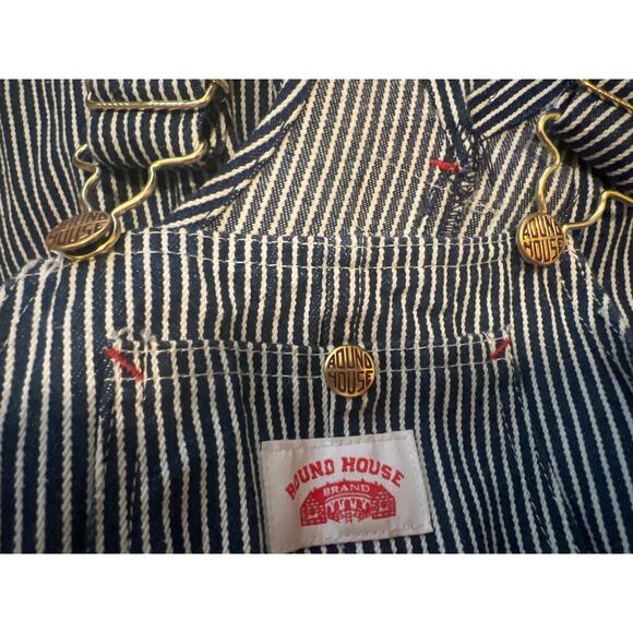 Round House Overalls Children's Navy Hickory Engineer Stripe Classic Size 4 - Picture 6 of 8